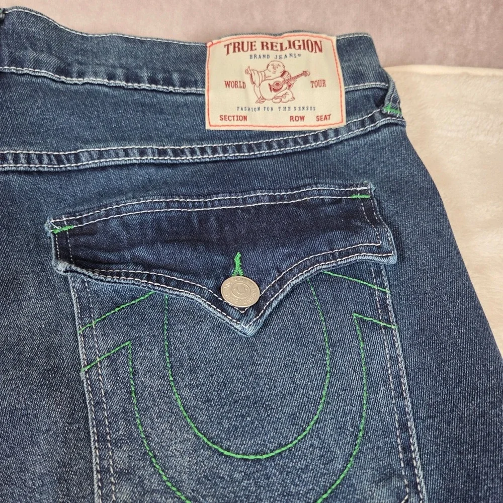 True Religion Ricky Relaxed Straight Jeans Dark Woodland Wash 700670 Mens 36 NEW
